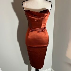 OH POLLY Copper Corset Dress